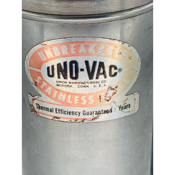 Uno Vac Thermos Stainless Steel Vintage Unbreakable 2711078 One Qt Silver Handle - Picture 5 of 15